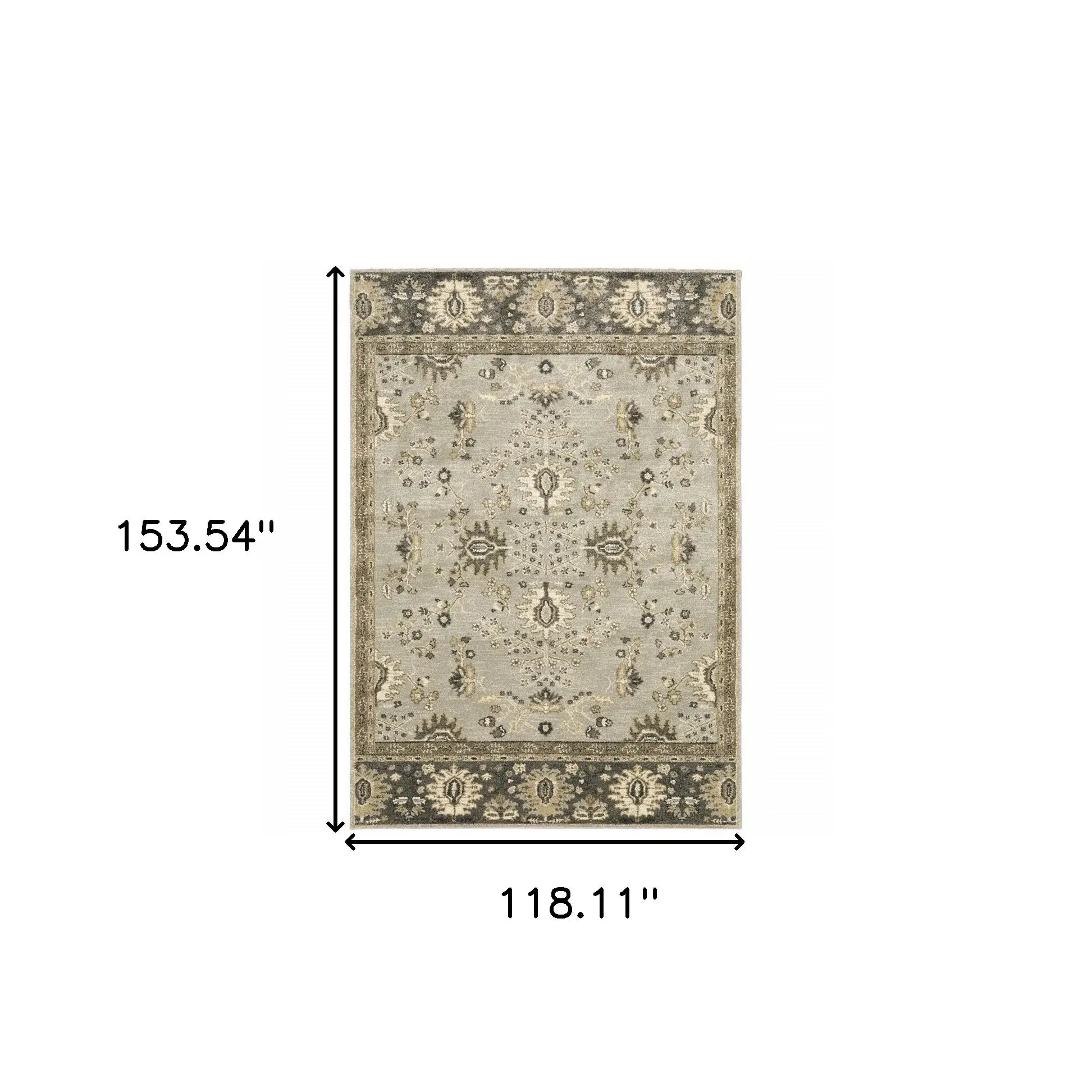 10' X 13' Grey Brown Tan And Beige Oriental Power Loom Stain Resistant Area Rug - Homeroots - Flyclothing LLC
