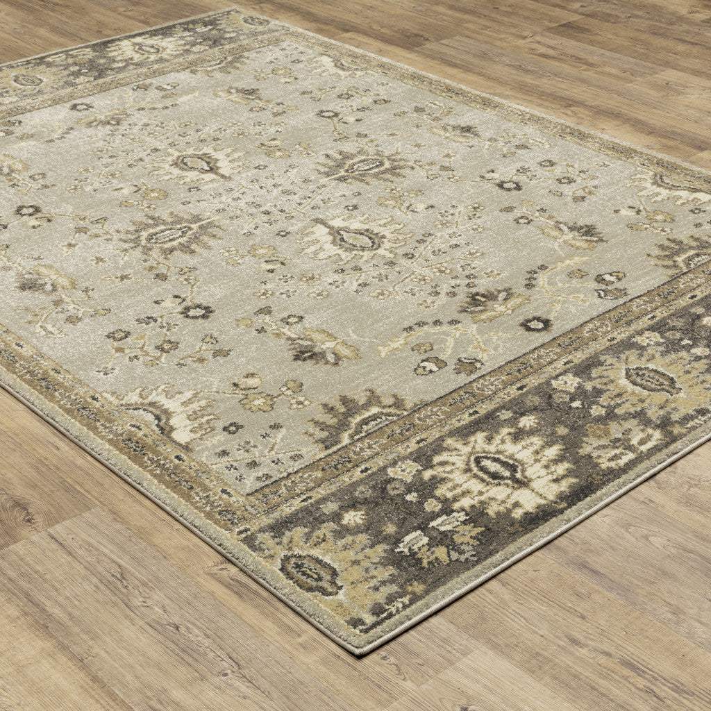 10' X 13' Grey Brown Tan And Beige Oriental Power Loom Stain Resistant Area Rug - Homeroots - Flyclothing LLC
