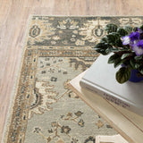 10' X 13' Grey Brown Tan And Beige Oriental Power Loom Stain Resistant Area Rug - Homeroots - Flyclothing LLC