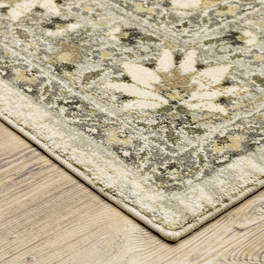 2' X 8' Beige Grey Brown And Charcoal Oriental Power Loom Stain Resistant Runner Rug - Homeroots - Flyclothing LLC