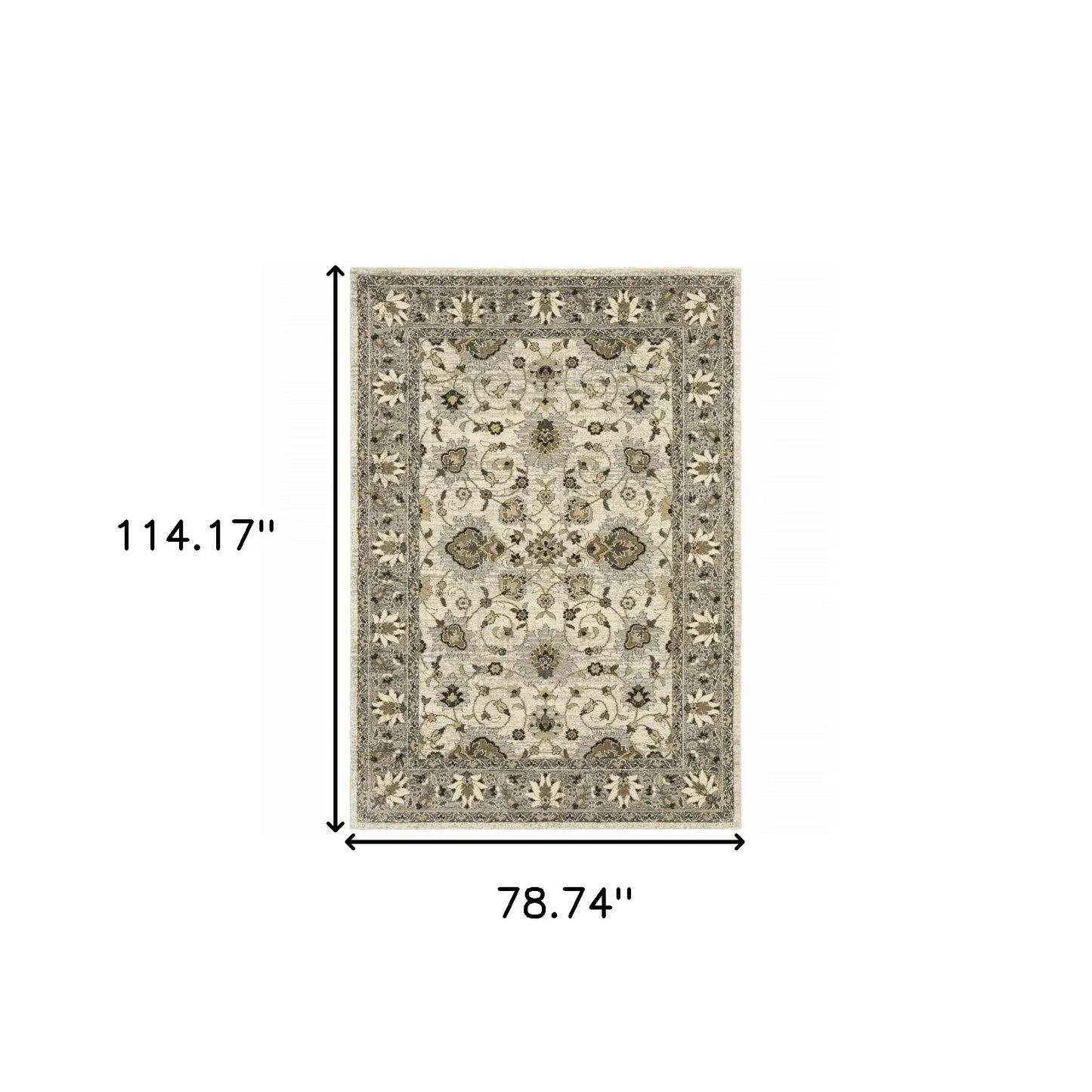 6' X 9' Beige Grey Brown And Charcoal Oriental Power Loom Stain Resistant Area Rug - Homeroots - Flyclothing LLC