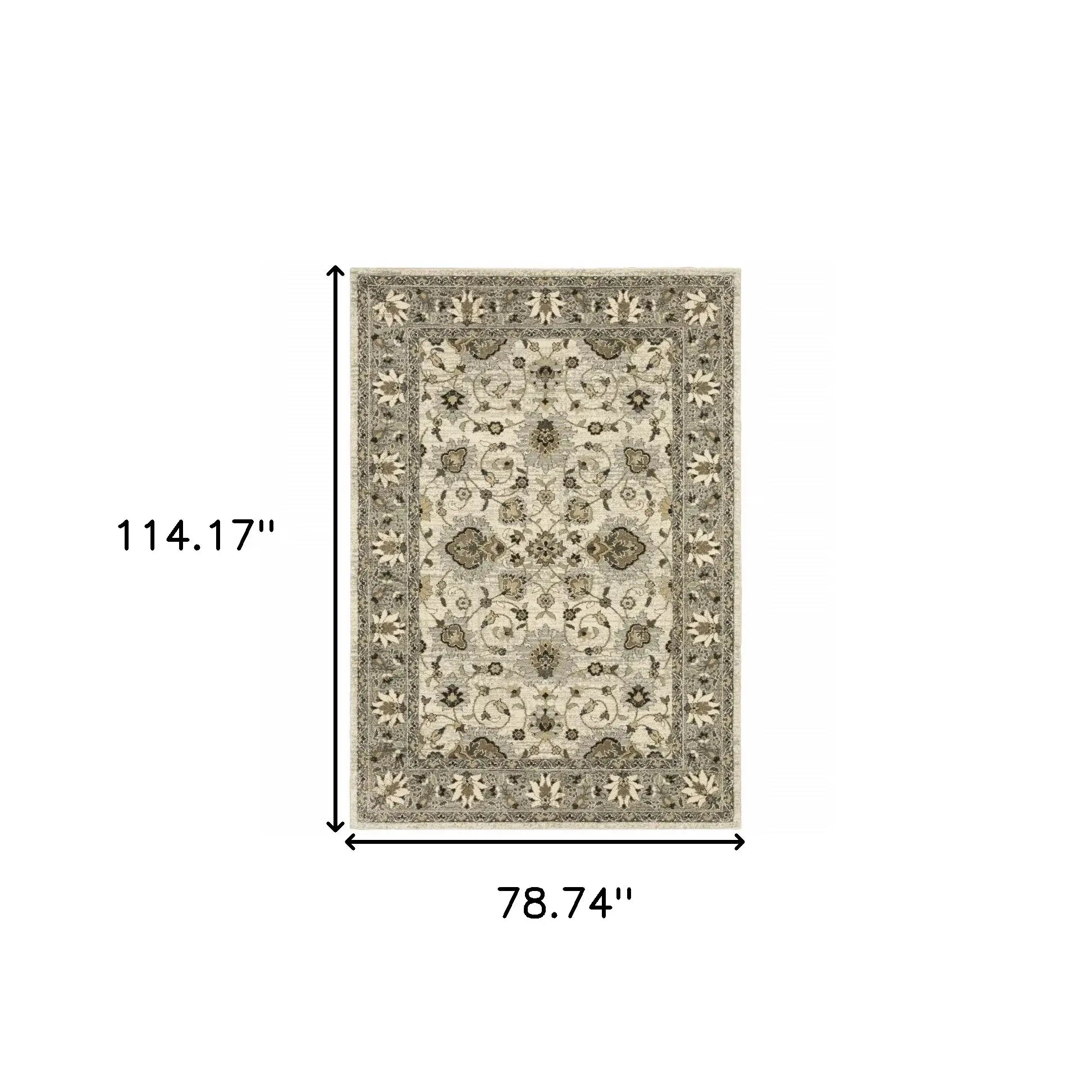 6' X 9' Beige Grey Brown And Charcoal Oriental Power Loom Stain Resistant Area Rug - Homeroots - Flyclothing LLC