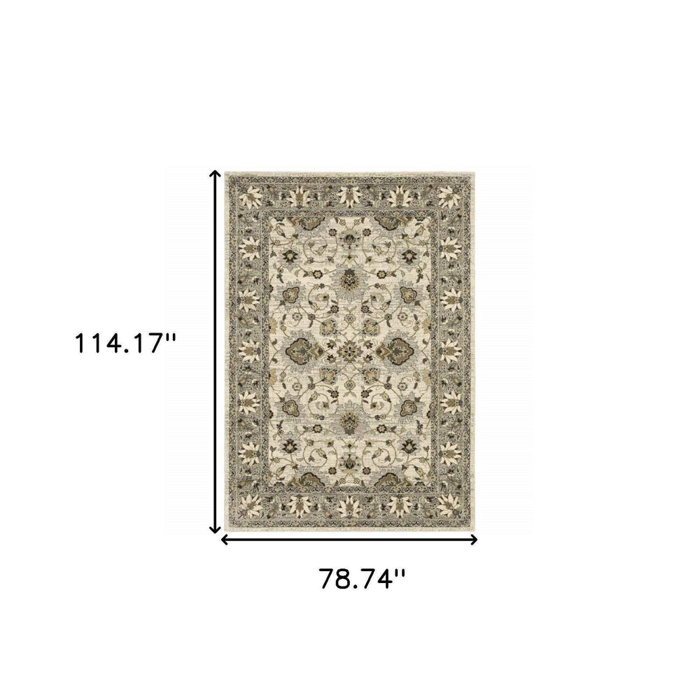 6' X 9' Beige Grey Brown And Charcoal Oriental Power Loom Stain Resistant Area Rug - Homeroots - Flyclothing LLC
