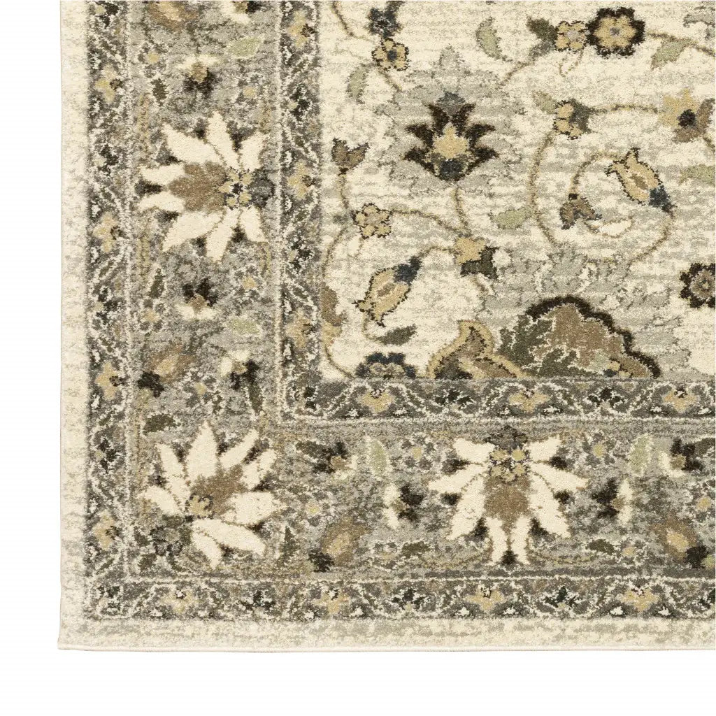 8' X 11' Beige Grey Brown And Charcoal Oriental Power Loom Stain Resistant Area Rug - Homeroots - Flyclothing LLC