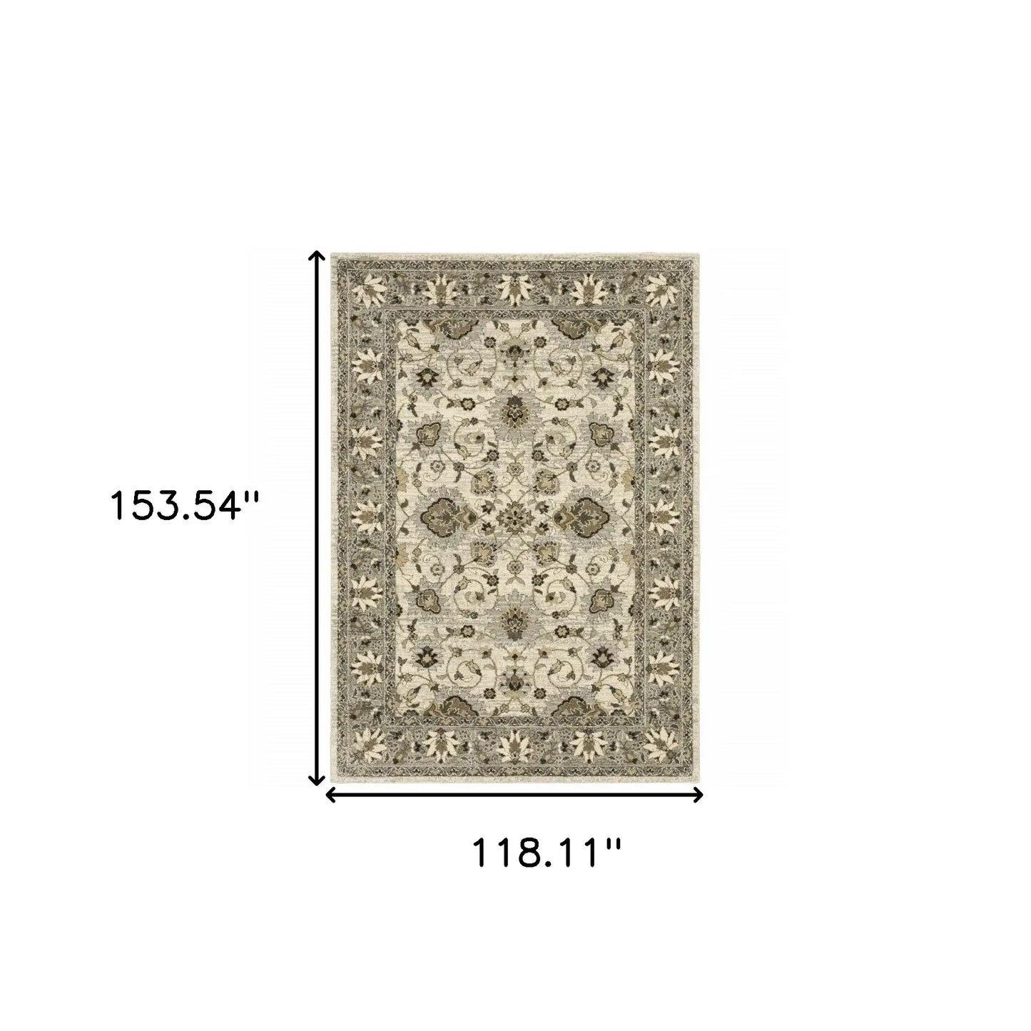 10' X 13' Beige Grey Brown And Charcoal Oriental Power Loom Stain Resistant Area Rug - Homeroots - Flyclothing LLC