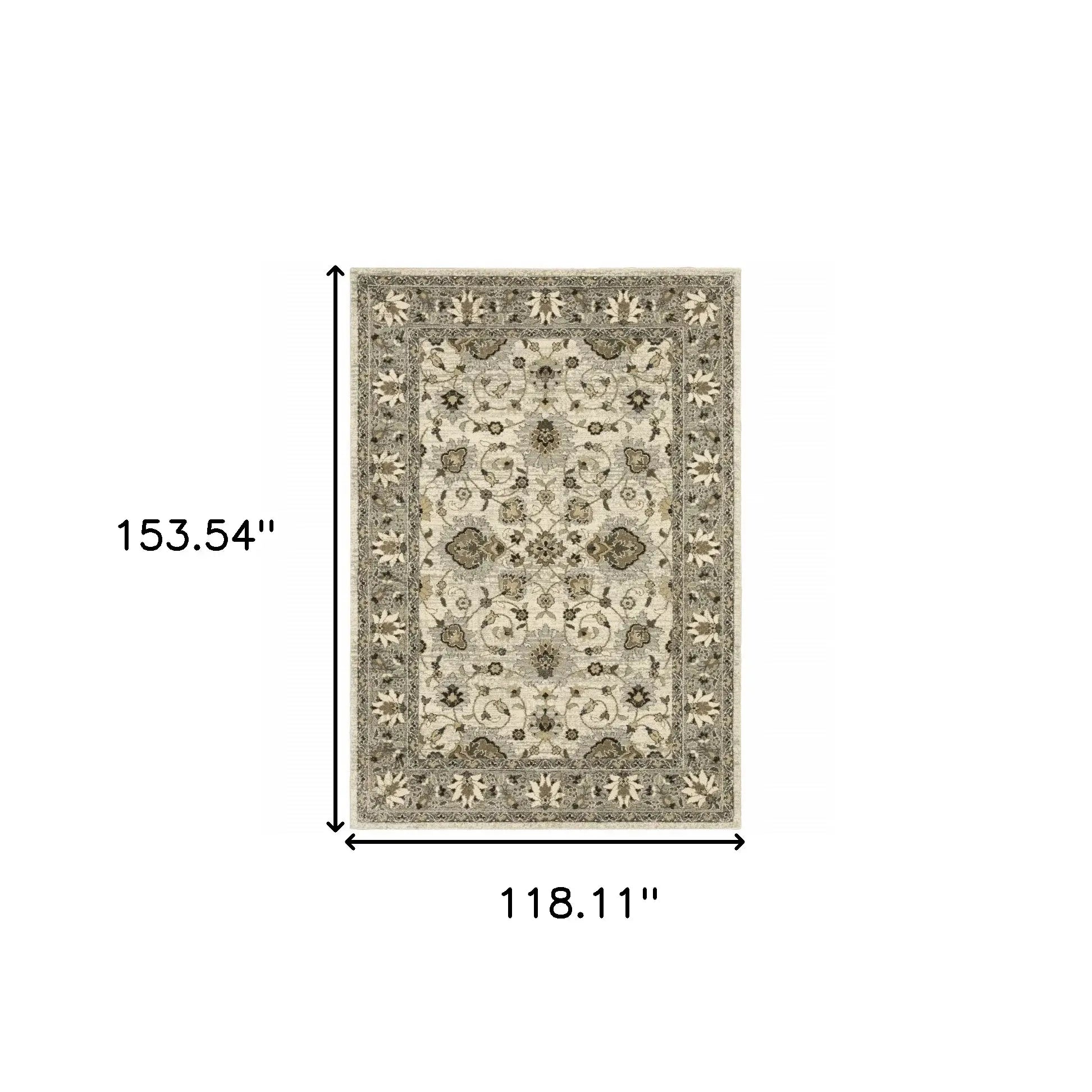 10' X 13' Beige Grey Brown And Charcoal Oriental Power Loom Stain Resistant Area Rug - Homeroots - Flyclothing LLC