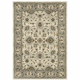 10' X 13' Beige Grey Brown And Charcoal Oriental Power Loom Stain Resistant Area Rug - Homeroots