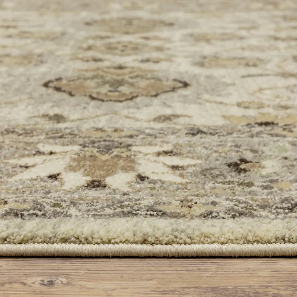 10' X 13' Beige Grey Brown And Charcoal Oriental Power Loom Stain Resistant Area Rug - Homeroots - Flyclothing LLC