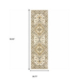 2' X 8' Beige Grey Tan And Brown Oriental Power Loom Stain Resistant Runner Rug - Homeroots - Flyclothing LLC