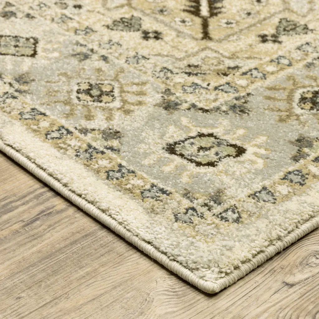 2' X 8' Beige Grey Tan And Brown Oriental Power Loom Stain Resistant Runner Rug - Homeroots - Flyclothing LLC