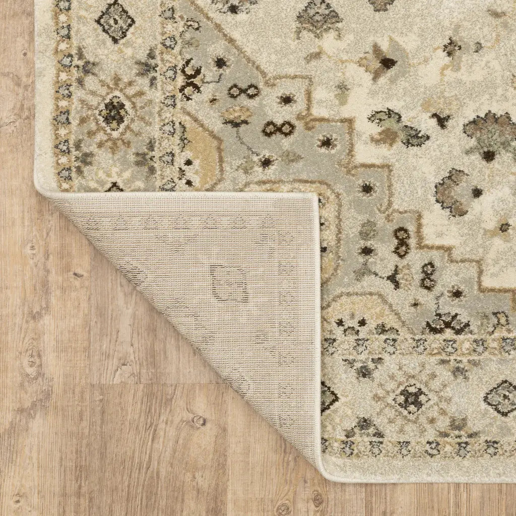 2' X 8' Beige Grey Tan And Brown Oriental Power Loom Stain Resistant Runner Rug - Homeroots - Flyclothing LLC