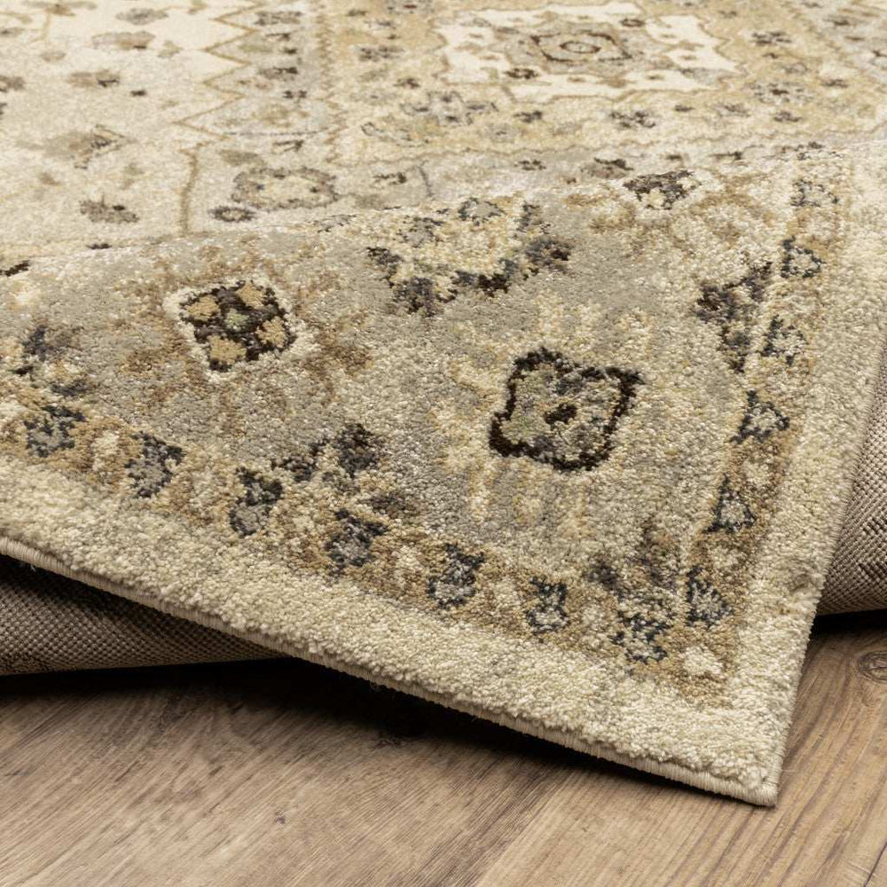 2' X 8' Beige Grey Tan And Brown Oriental Power Loom Stain Resistant Runner Rug - Homeroots - Flyclothing LLC