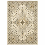 5' X 8' Beige Grey Tan And Brown Oriental Power Loom Stain Resistant Area Rug - Homeroots - Flyclothing LLC