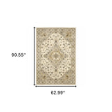 5' X 8' Beige Grey Tan And Brown Oriental Power Loom Stain Resistant Area Rug - Homeroots - Flyclothing LLC