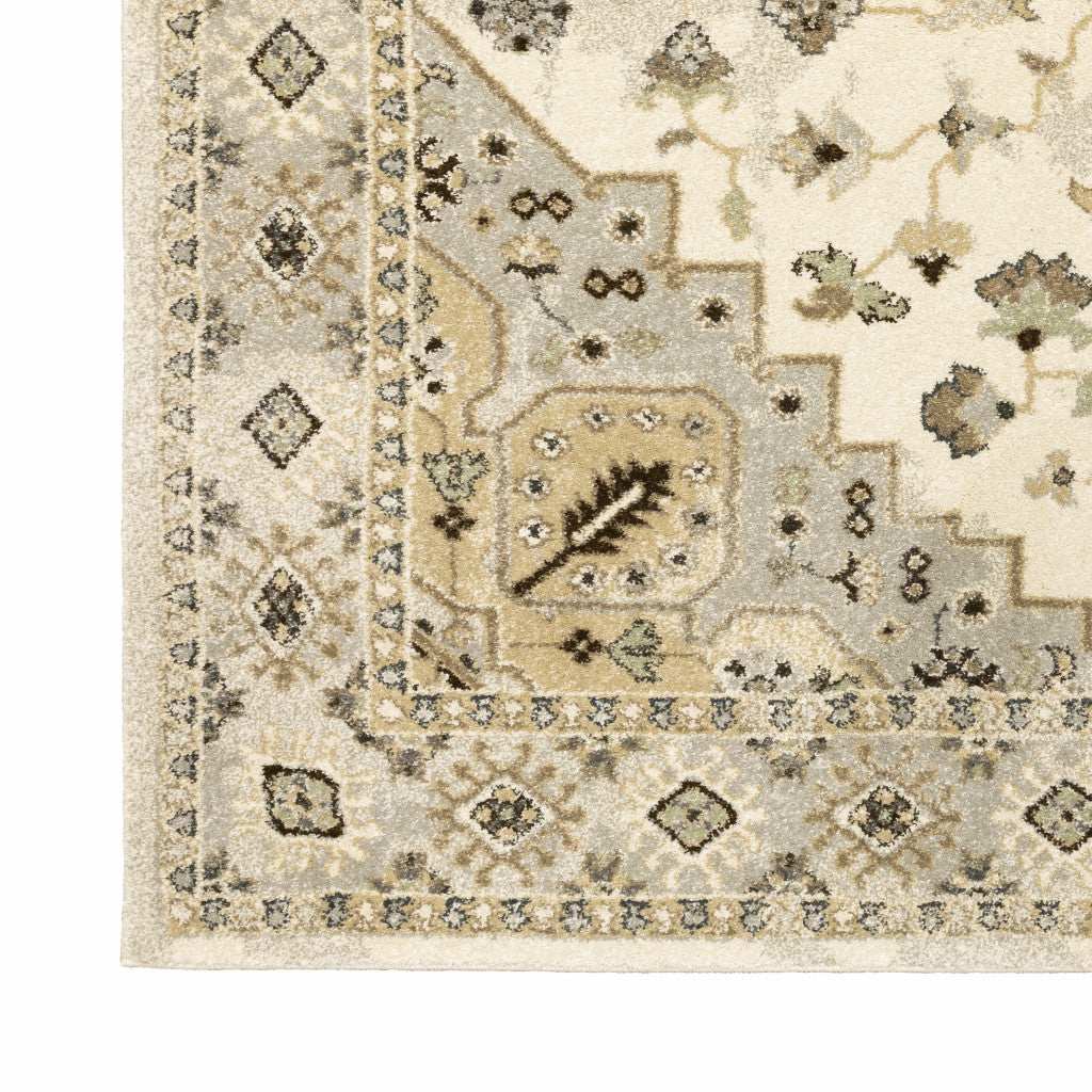 10' X 13' Beige Grey Tan And Brown Oriental Power Loom Stain Resistant Area Rug - Homeroots - Flyclothing LLC