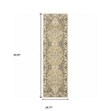 2' X 8' Beige Grey Tan And Charcoal Oriental Power Loom Stain Resistant Runner Rug - Homeroots - Flyclothing LLC