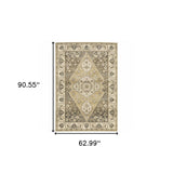 5' X 8' Beige Grey Tan And Charcoal Oriental Power Loom Stain Resistant Area Rug - Homeroots - Flyclothing LLC