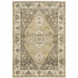 5' X 8' Beige Grey Tan And Charcoal Oriental Power Loom Stain Resistant Area Rug - Homeroots - Flyclothing LLC