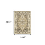 8' X 11' Beige Grey Tan And Charcoal Oriental Power Loom Stain Resistant Area Rug - Homeroots - Flyclothing LLC