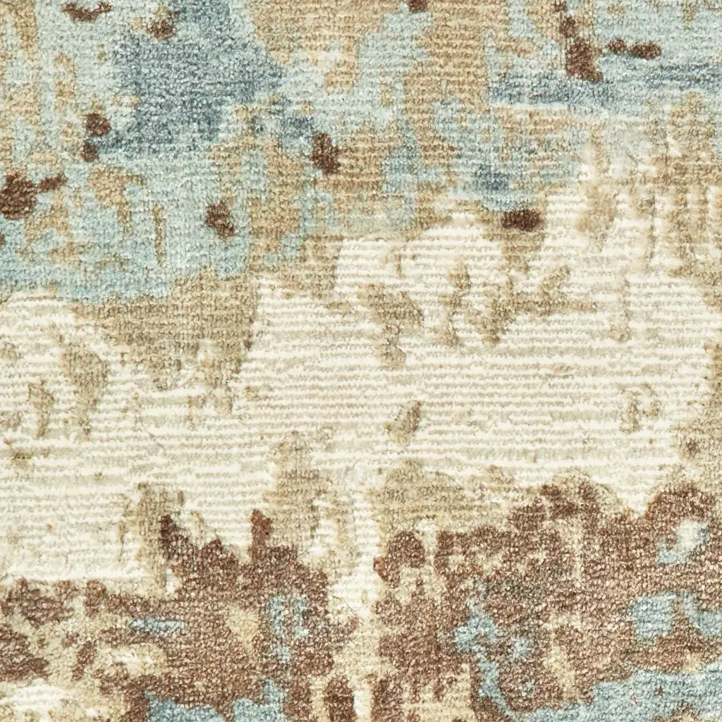 10' X 14' Blue And Brown Abstract Hand Loomed Stain Resistant Area Rug - Homeroots - Flyclothing LLC