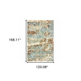 10' X 14' Blue And Brown Abstract Hand Loomed Stain Resistant Area Rug - Homeroots - Flyclothing LLC