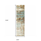 2' X 10' Blue And Brown Abstract Hand Loomed Stain Resistant Runner Rug - Homeroots
