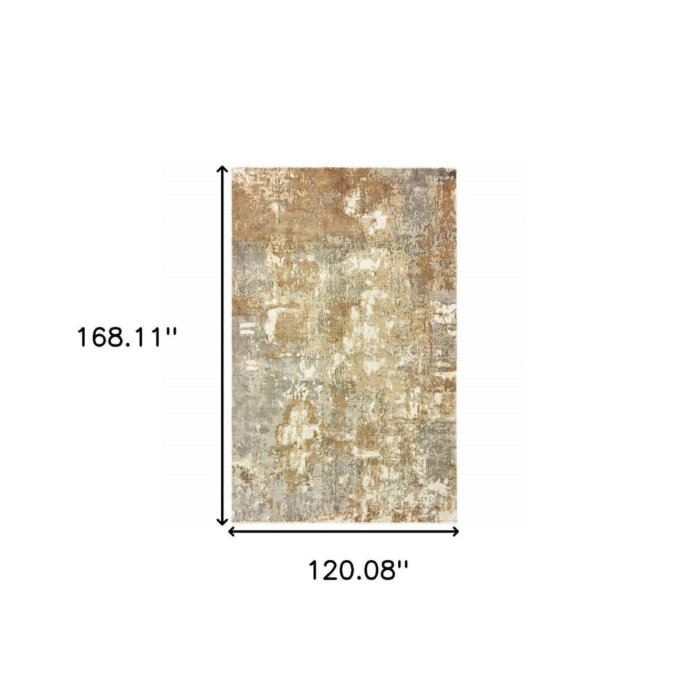 10' X 14' Grey And Brown Abstract Hand Loomed Stain Resistant Area Rug - Homeroots - Flyclothing LLC