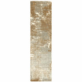 2' X 10' Grey And Brown Abstract Hand Loomed Stain Resistant Runner Rug - Homeroots