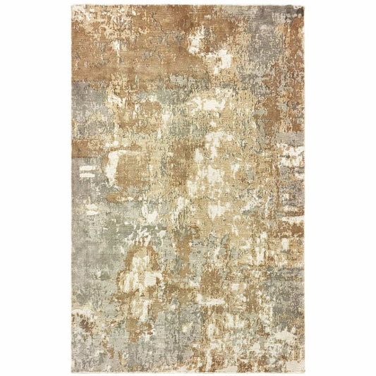 6' X 9' Grey And Brown Abstract Hand Loomed Stain Resistant Area Rug - Homeroots - Flyclothing LLC