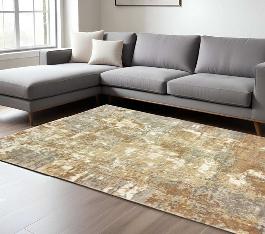 8' X 10' Grey And Brown Abstract Hand Loomed Stain Resistant Area Rug - Homeroots - Flyclothing LLC