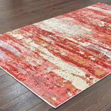 10' X 14' Pink And Red Abstract Hand Loomed Stain Resistant Area Rug - Homeroots