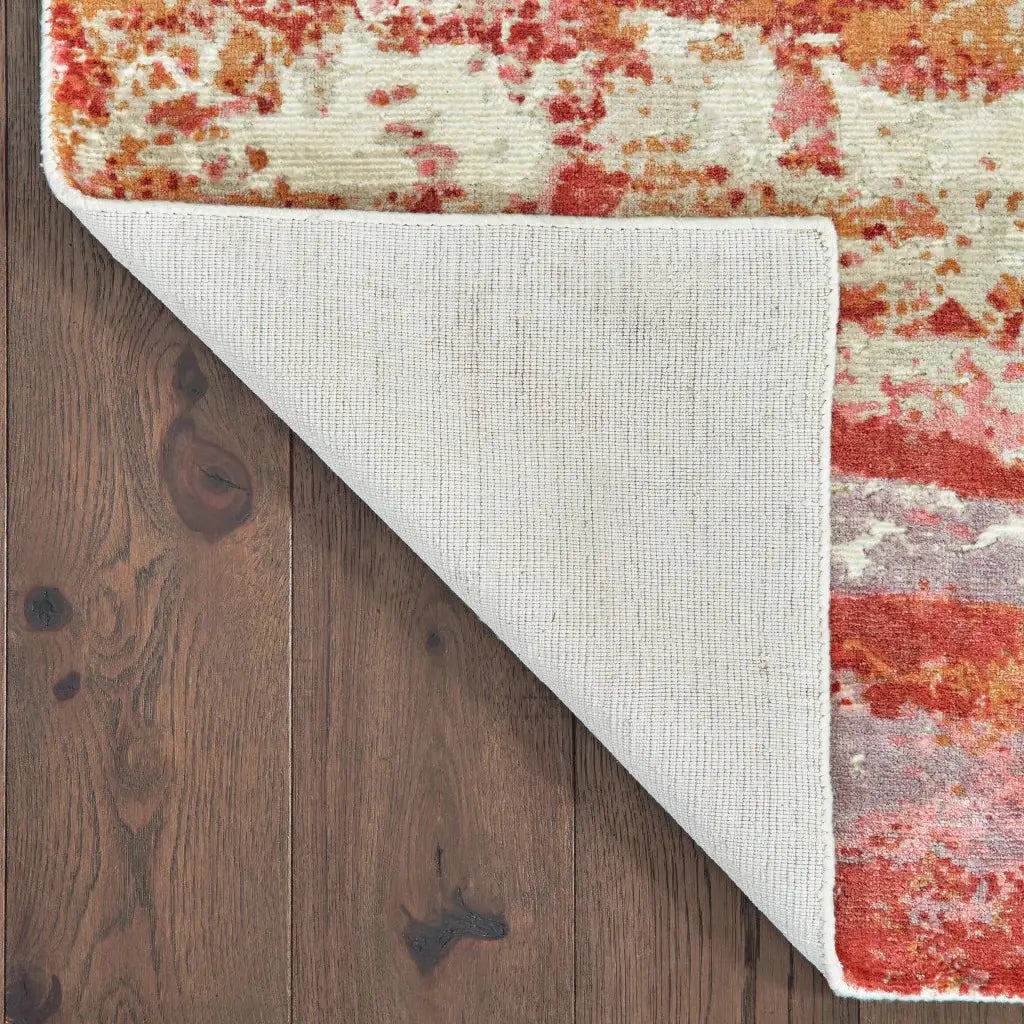 2' X 10' Pink And Red Abstract Hand Loomed Stain Resistant Runner Rug - Homeroots - Flyclothing LLC