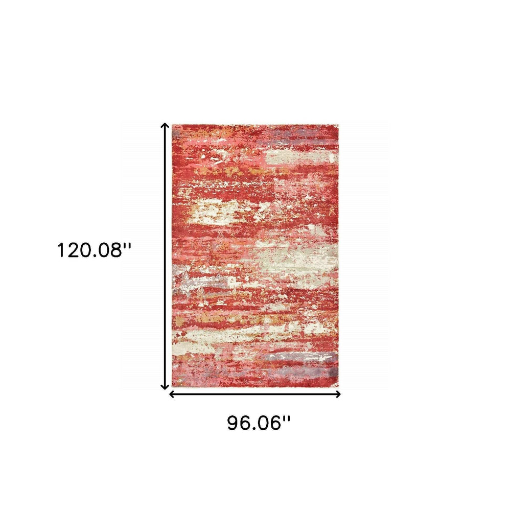 8' X 10' Pink And Red Abstract Hand Loomed Stain Resistant Area Rug - Homeroots - Flyclothing LLC
