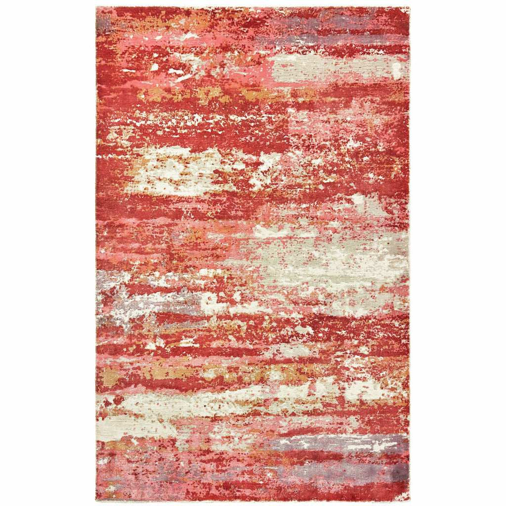 9' X 12' Pink And Red Abstract Hand Loomed Stain Resistant Area Rug - Homeroots - Flyclothing LLC
