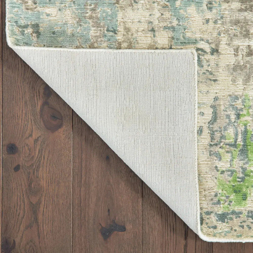 10' X 14' Blue And Green Abstract Hand Loomed Stain Resistant Area Rug - Homeroots - Flyclothing LLC