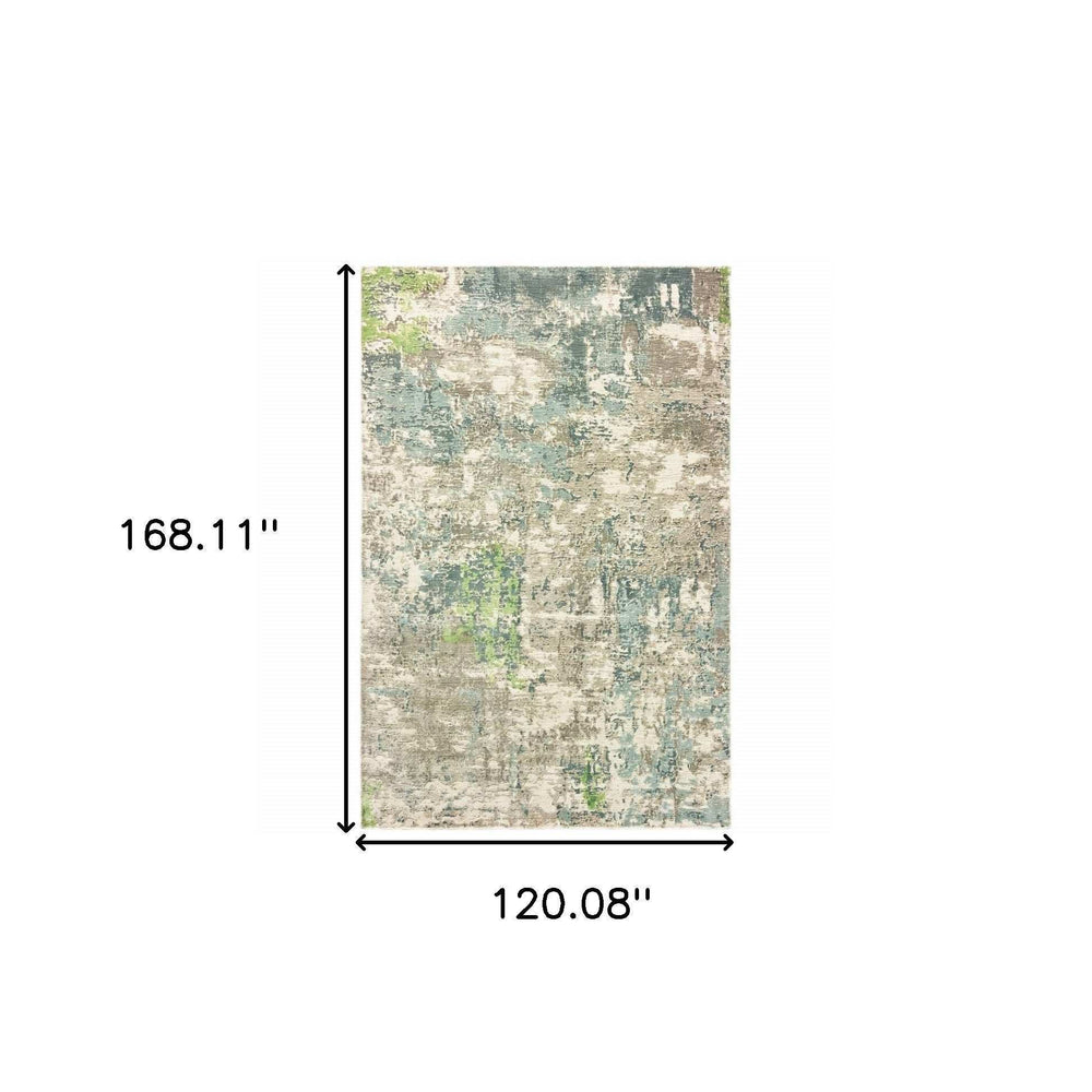 10' X 14' Blue And Green Abstract Hand Loomed Stain Resistant Area Rug - Homeroots - Flyclothing LLC
