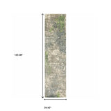 2' X 10' Blue And Green Abstract Hand Loomed Stain Resistant Runner Rug - Homeroots - Flyclothing LLC
