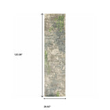 2' X 10' Blue And Green Abstract Hand Loomed Stain Resistant Runner Rug - Homeroots
