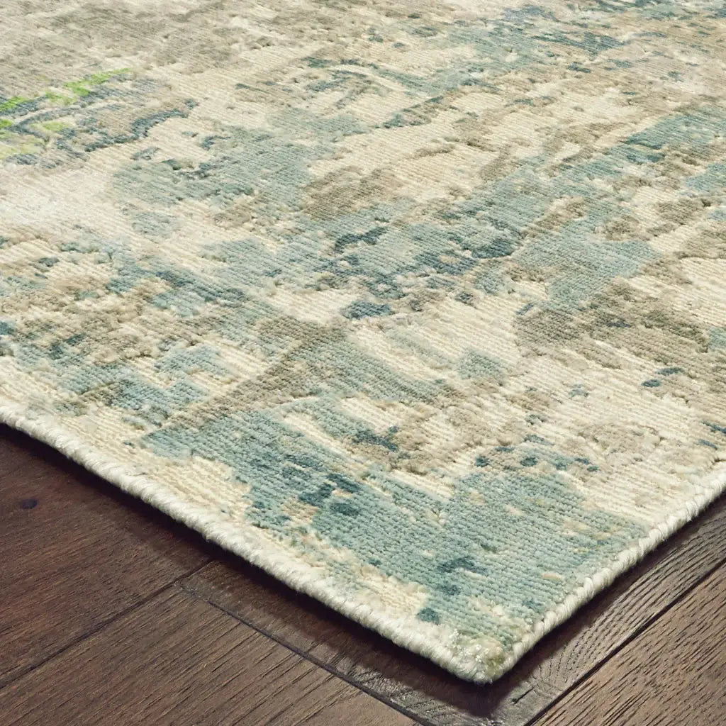 6' X 9' Blue And Green Abstract Hand Loomed Stain Resistant Area Rug - Homeroots - Flyclothing LLC