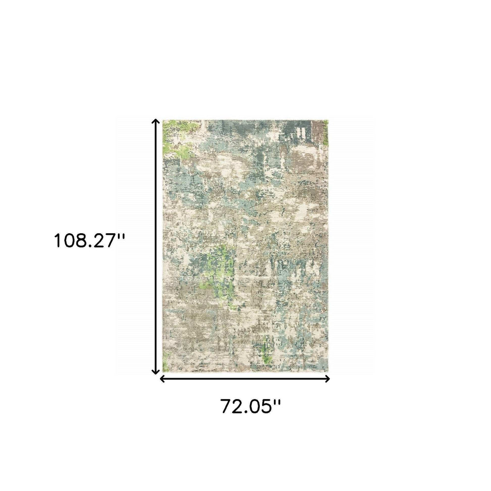 6' X 9' Blue And Green Abstract Hand Loomed Stain Resistant Area Rug - Homeroots - Flyclothing LLC