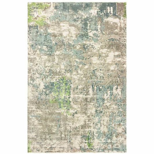 8' X 10' Blue And Green Abstract Hand Loomed Stain Resistant Area Rug - Homeroots - Flyclothing LLC