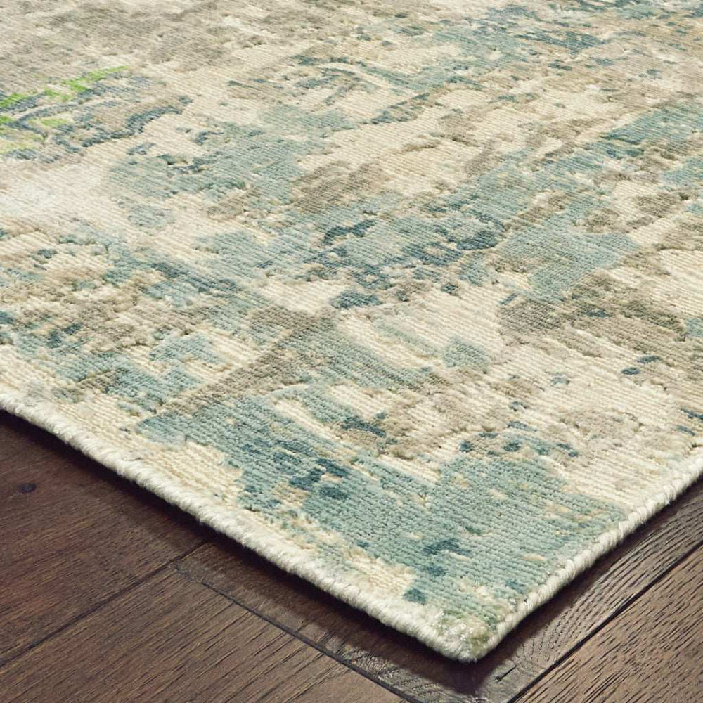 8' X 10' Blue And Green Abstract Hand Loomed Stain Resistant Area Rug - Homeroots - Flyclothing LLC