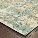 8' X 10' Blue And Green Abstract Hand Loomed Stain Resistant Area Rug - Homeroots