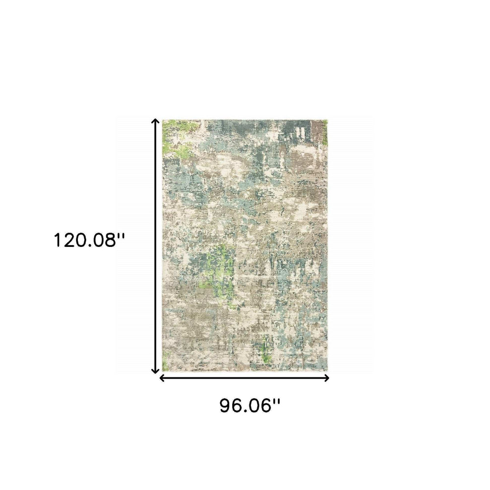 8' X 10' Blue And Green Abstract Hand Loomed Stain Resistant Area Rug - Homeroots - Flyclothing LLC