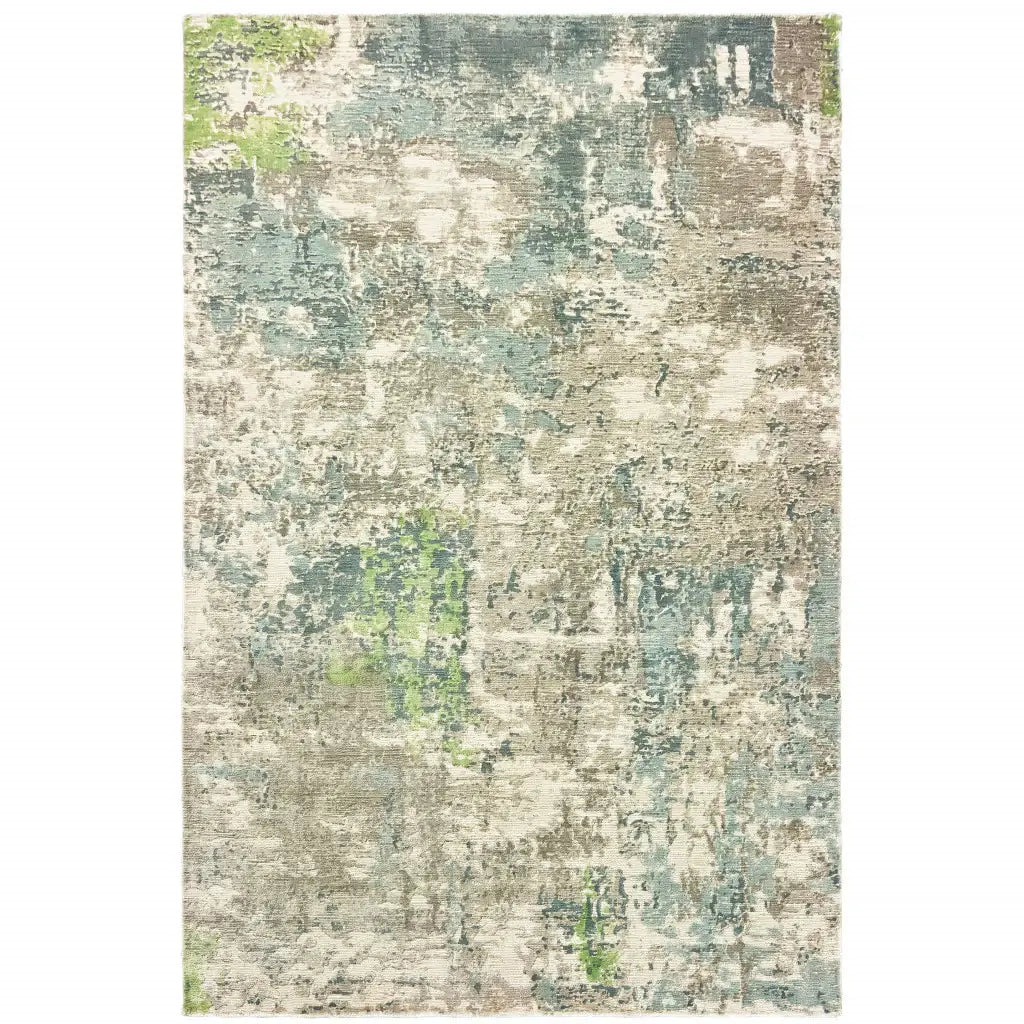 9' X 12' Blue And Green Abstract Hand Loomed Stain Resistant Area Rug - Homeroots - Flyclothing LLC