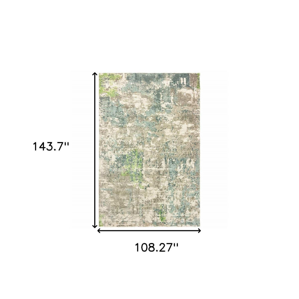 9' X 12' Blue And Green Abstract Hand Loomed Stain Resistant Area Rug - Homeroots - Flyclothing LLC