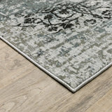 2' X 8' Ivory Grey Charcoal Blue And Navy Abstract Power Loom Stain Resistant Runner Rug - Homeroots - Flyclothing LLC