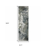 2' X 8' Ivory Grey Charcoal Blue And Navy Abstract Power Loom Stain Resistant Runner Rug - Homeroots - Flyclothing LLC