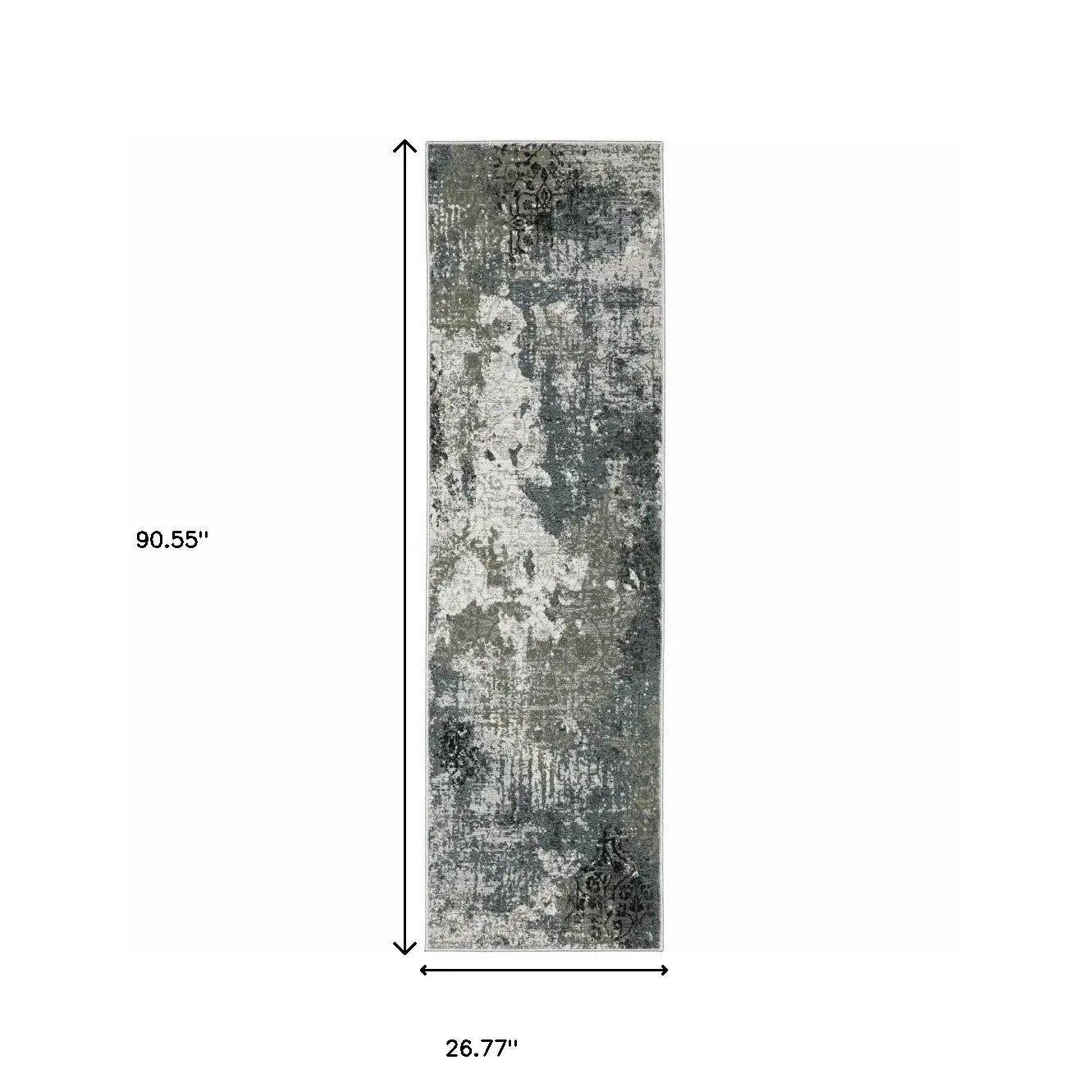 2' X 8' Ivory Grey Charcoal Blue And Navy Abstract Power Loom Stain Resistant Runner Rug - Homeroots - Flyclothing LLC