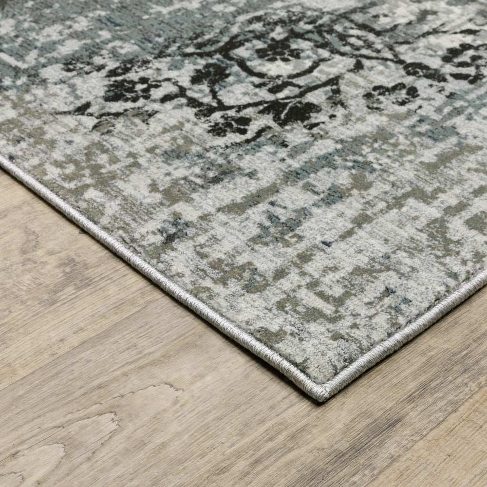 4' X 6' Ivory Grey Charcoal Blue And Navy Abstract Power Loom Stain Resistant Area Rug - Homeroots - Flyclothing LLC